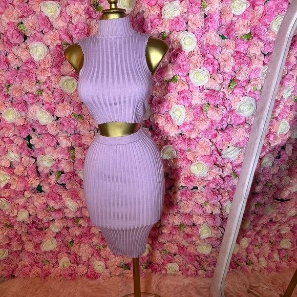 Lavender Ribbed Knit Two Piece Set - Picture 2 of 2